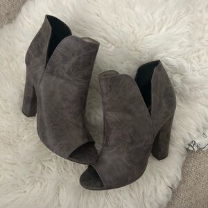 Gray Marbled Leather Heel Booties
